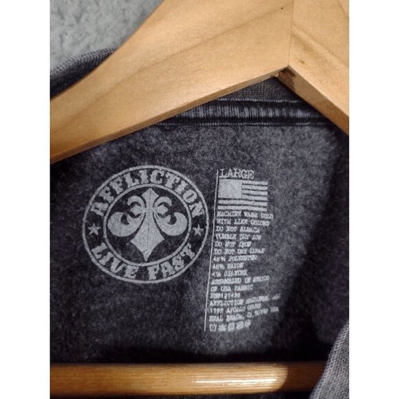 Affliction NEW AC Cali Ride Fleece Black Lava Wash Crop Top Sweatshirt Large - Picture 8 of 10